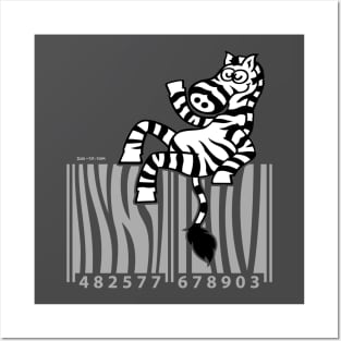 Cool zebra smiling and waving while seated on top of a barcode Posters and Art